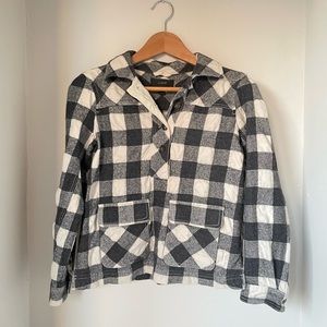 J. Crew black and white plaid pullover, size XS